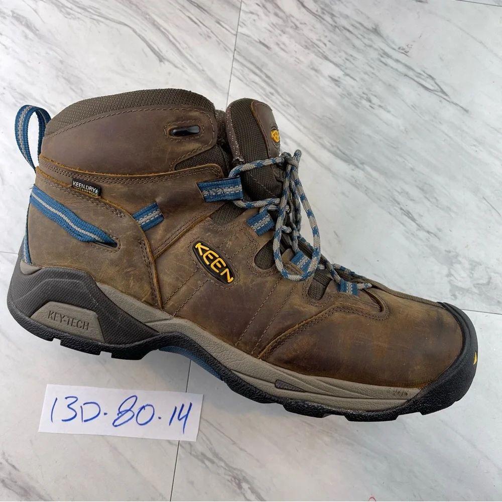 Keen Dry key-tech waterproof men’s brown leather safety toe boots size 13 D